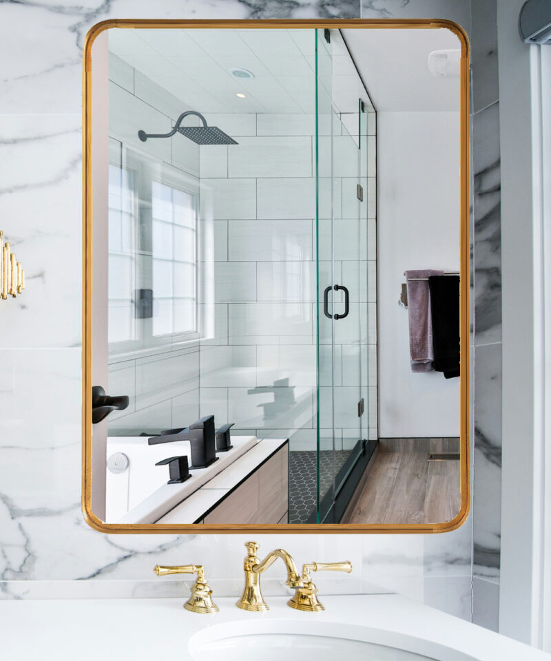 gold bathroom mirror