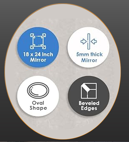 orbit oval gold frame mirror features