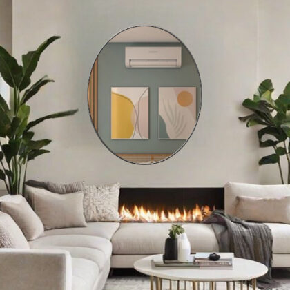 Decorative silver metal frame mirror