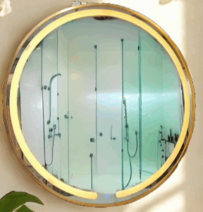 Bathroom mirror with lights Round Metal Gold Frame