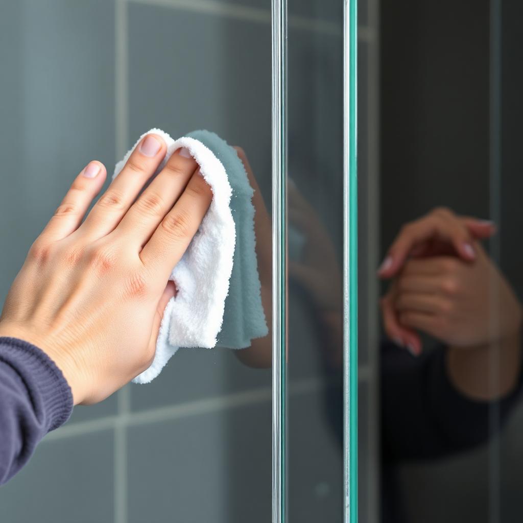 Cleaning a toughened glass of a shower