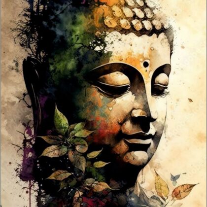 living room glass wall design bhudda and flowers wall decor