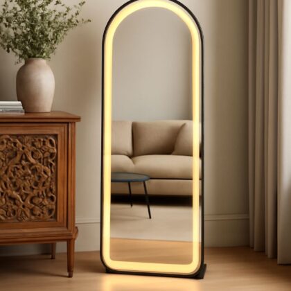 standing mirror black matt in living room